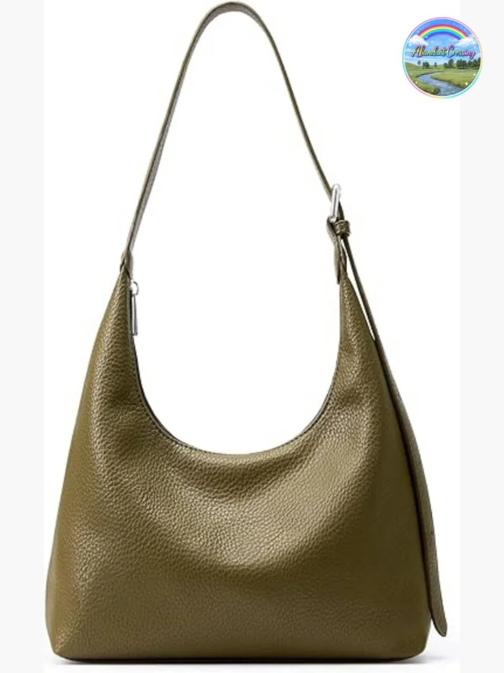 Crescent Tote Bag - Vegan Leather Zipper Shoulder Purse Hobo for Evening